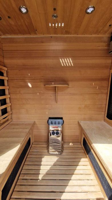 Sauna zewnetrzna ogrodowa fińska sucha SZKLANA HARVIA 3os 230V nowa