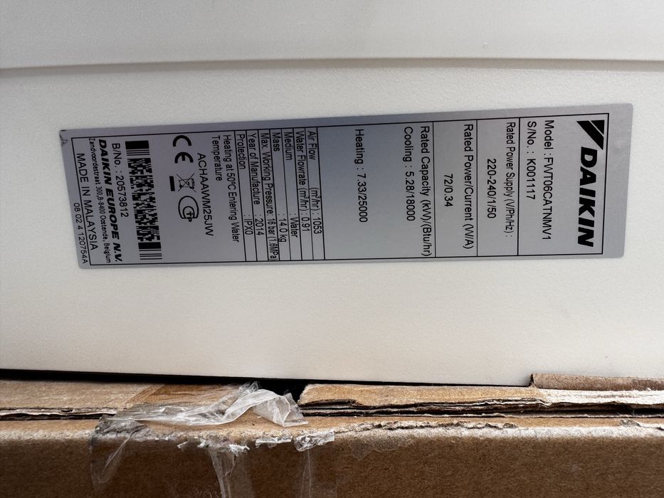 Фанкойл Daikin FWT06CT  до теплового насосу