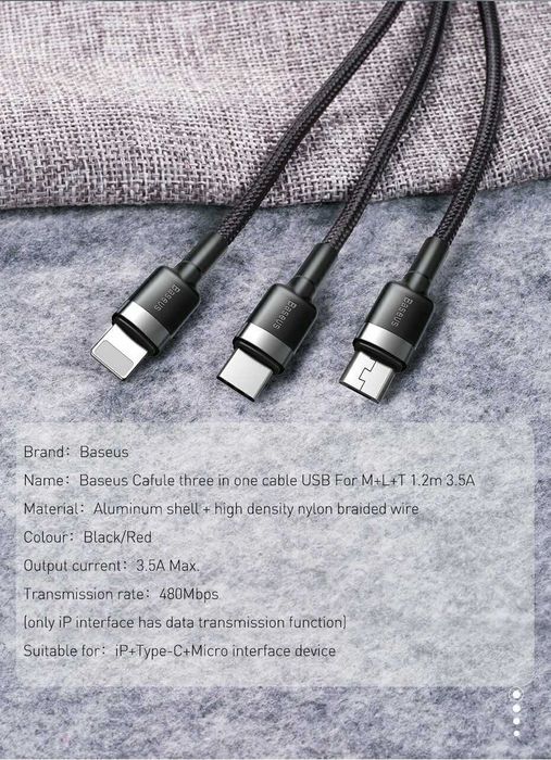 Triple Cable for Micro USB, Type-C, and Lightning64738999580035123