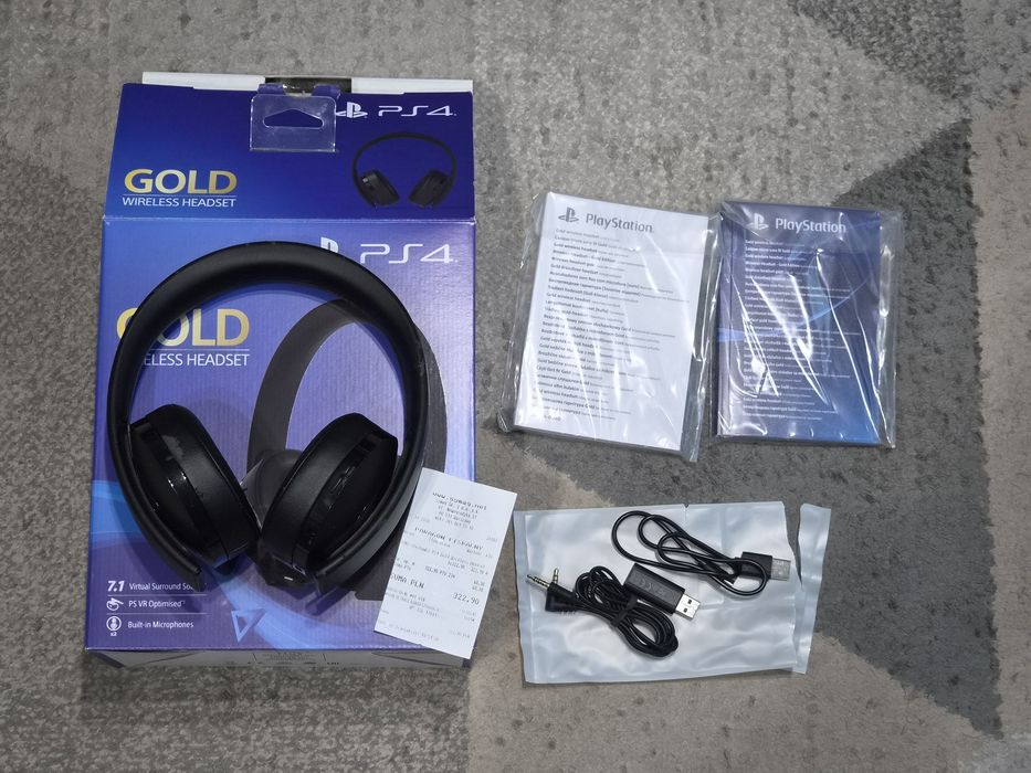 Słuchawki Sony PS4 / PS5 Gold Wireless Headset | USB | Komplet