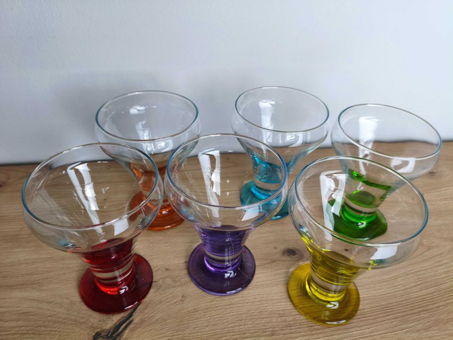 Pucharki na desery lody z kolorowym dnem zestaw 6szt