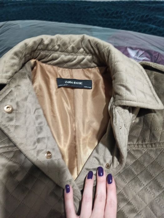 Płaszcz/zara/brąz/jesień/zamsz/wiosna/kurtka/parka/moda/praca/prezent/