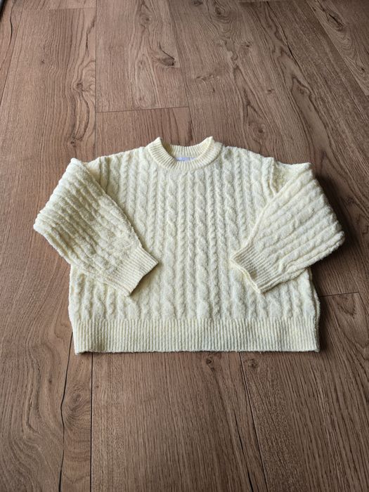 Sweter Zara 98 masełkowy cytrynowy warkocz długi rękaw