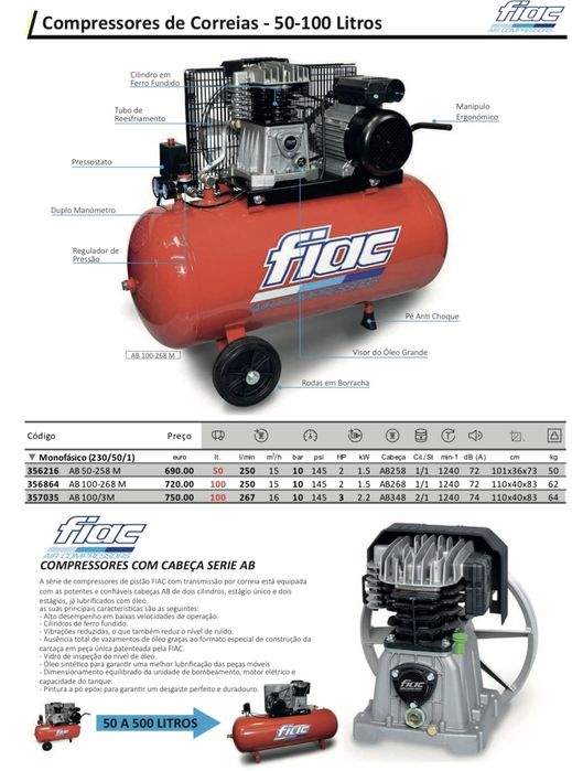 Compressores de correias 50/100 litros