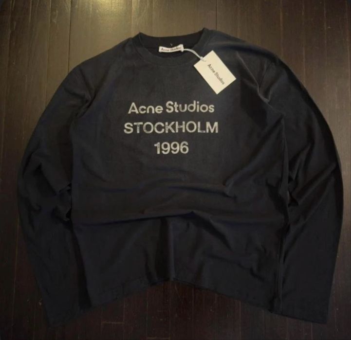 Лонгслив acne studios black акне студио лонг