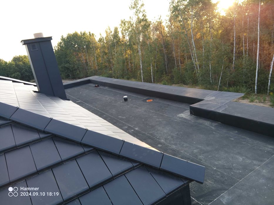 Dachy Płaskie, membrana, Blachodachówka,  tarasy, garaże, hale przemys