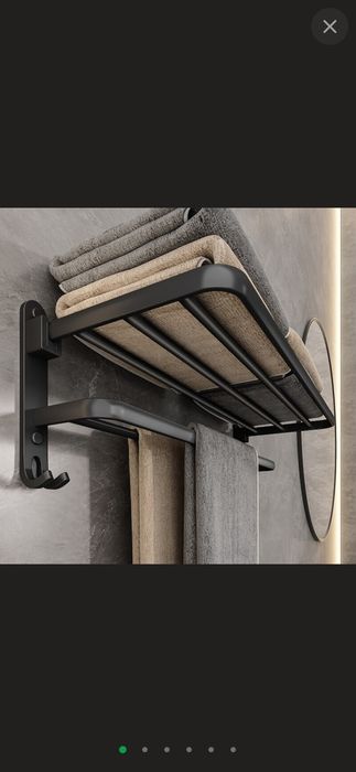 Тримач для рушників з полицею алюмінієвий 49*21*18.7 см Black