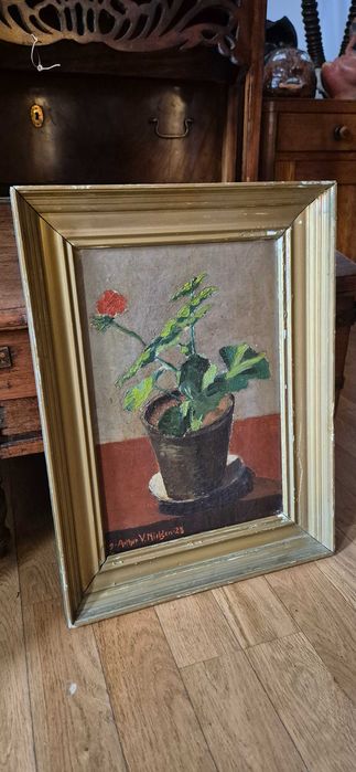 Obraz "Kwiaty w doniczce" duński aukcyjny artysta Arthur Nielsen