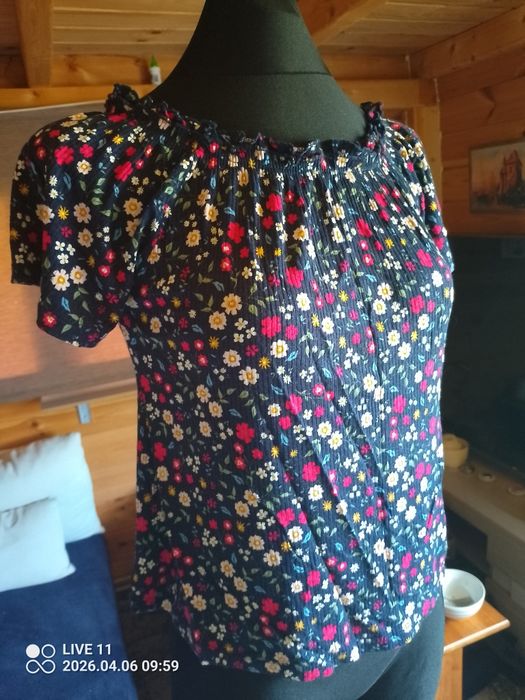 Bluzka damska z krótkim rękawem, rozmiar L, pachy 44 cm
