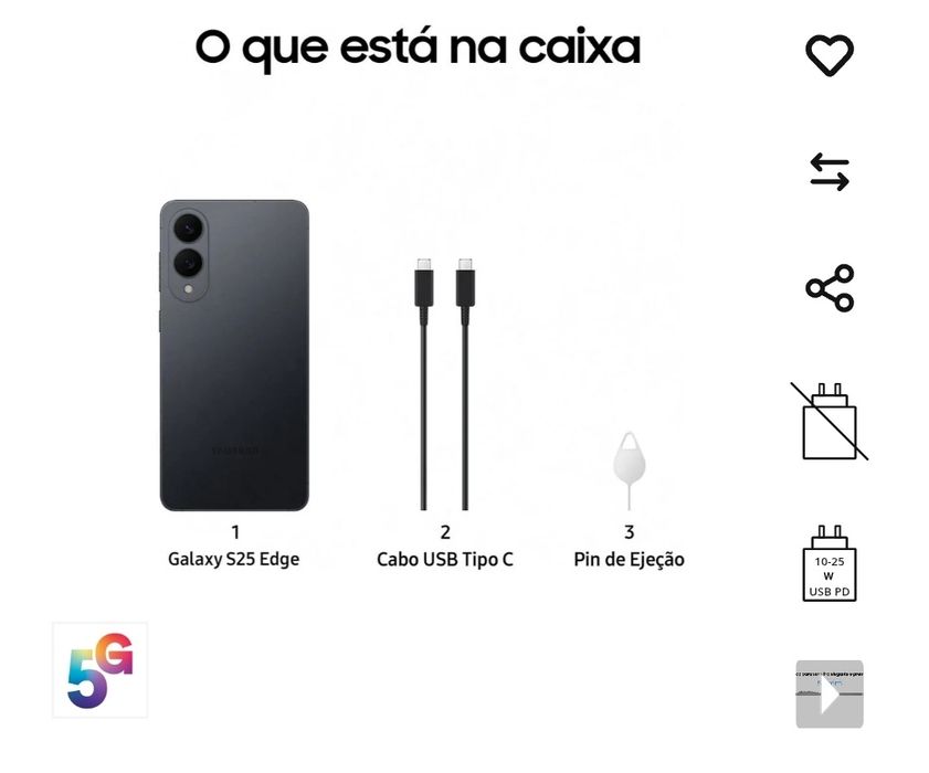 Smartphone SAMSUNG Galaxy S25 Edge (6.7'' - 12 GB - 256 GB - Preto Titânio)