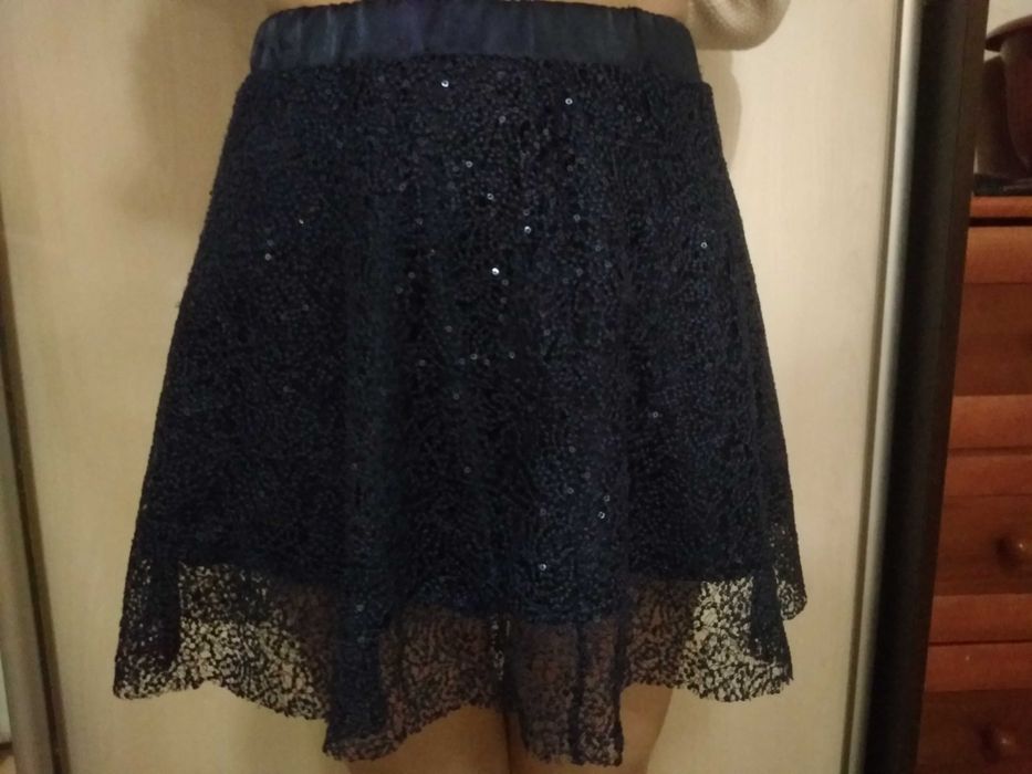 Юбка для девочки для бальных танцев на резинке юбочка с паетками