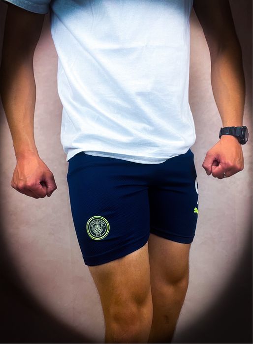 (XS) Man City Puma Nowe Granatowe Męskie Szorty Sportowe Spodenki