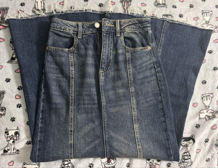 Джинсова максі-спідниця гранж