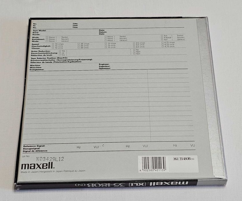 Maxell XLI 35-180B 26,5 cm 1100m  szpula aluminiowa + taśma backcoated
