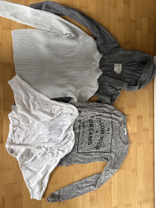 Swetry 158 - 4 sztuki . szare białe