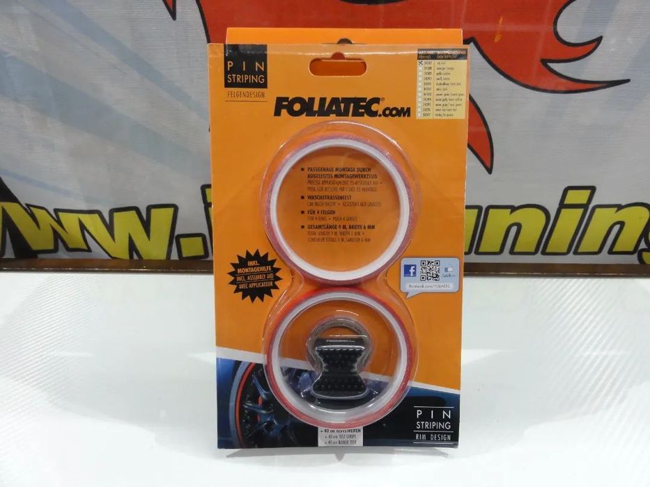 Fita para jantes foliatec em VERMELHO, VERMELHO NEON,LARANJA, AZUL RACING, AZUL TURQUESA, BRANCO, VERDE, VERDE NEON, ROSA, LARANJA, AMARELO, AMARELO