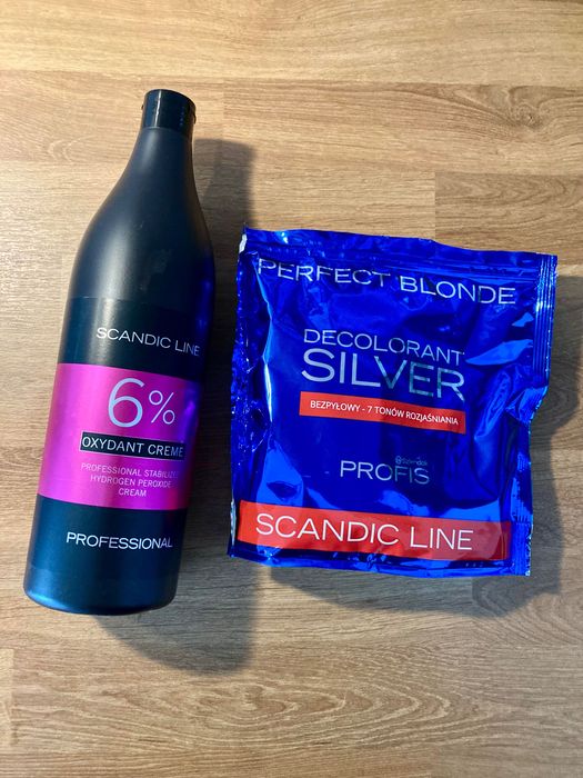 Zestaw do rozjaśniania włosów Scandic - Rozjaśniacz Silver + Oksydant