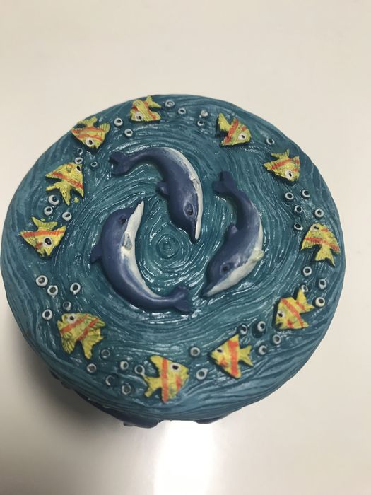 Conjunto de duas Caixas de decoração/porta-jóias em cerâmica