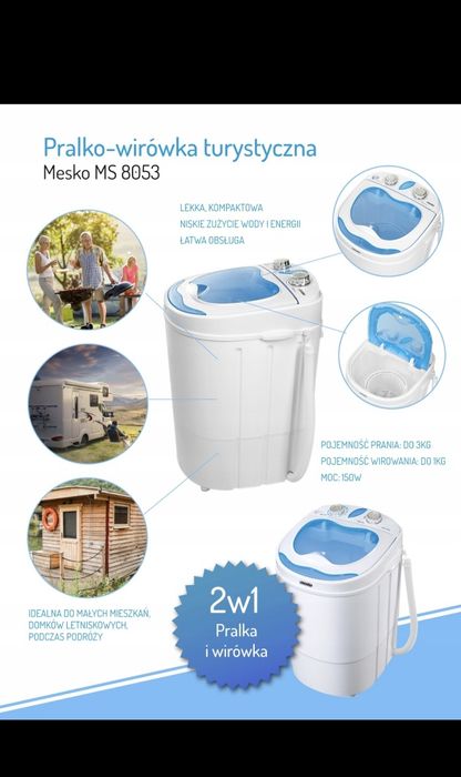 Pralko-Wirówka Przenośna Pralka (Turystyczna) Mesko MS8053 3kg 400W