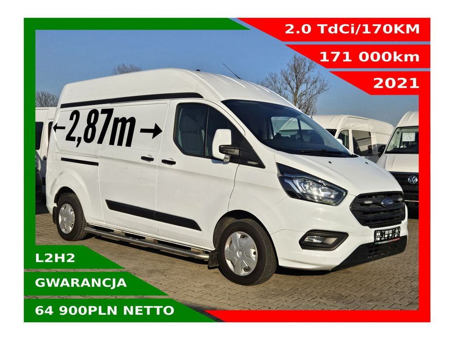 Ford transit-custom L2H2 *64900zł NETTO* 2.0TdCi/170KM  Klimatyzacja Tempomat Airbag kierowcy Czujniki parkowania Grzana szyba