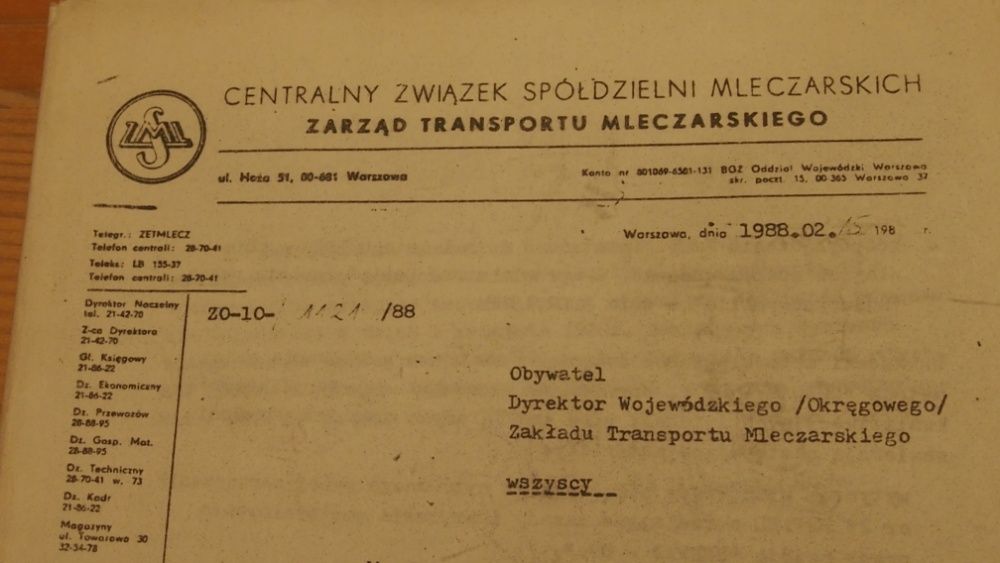 Centralny Związek Spółdzielni Mleczarskich- taryfikacja, stanowiska;