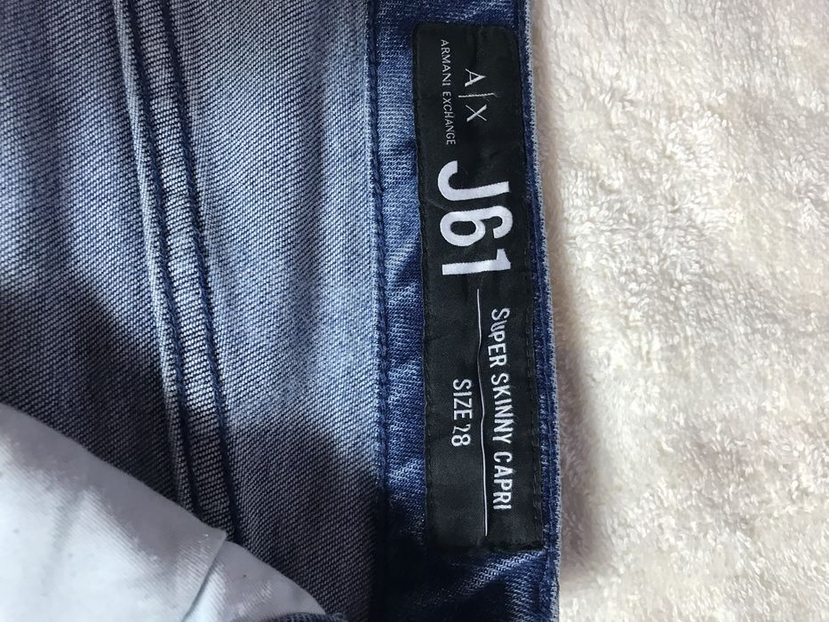 Jeansy Armani Exchange super skinny Capri,  logowane, 28
