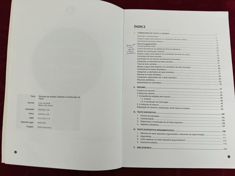 Técnicas de análise literária e construção de texto - Edições Sebenta ISBN 9727990118