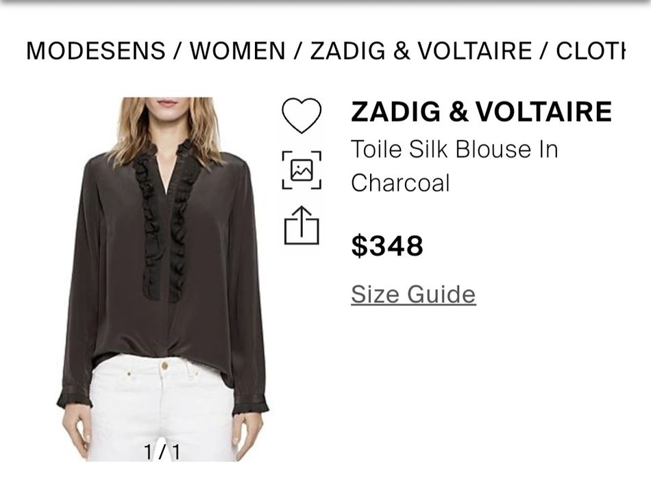 Блуза шовкова Zadig& Voltaire, розмір м