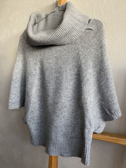 Sweter z golfem szary S typu kimono