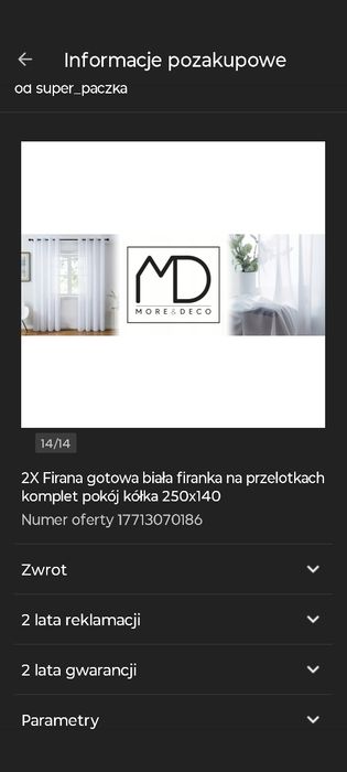 firany  2 sztuki 140 szerokość, 250 długość