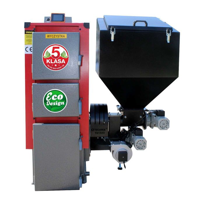 KOCIOŁ z podajnikiem na PELLET 19 kW. Piece klasy 5 Ecodesign Pelet