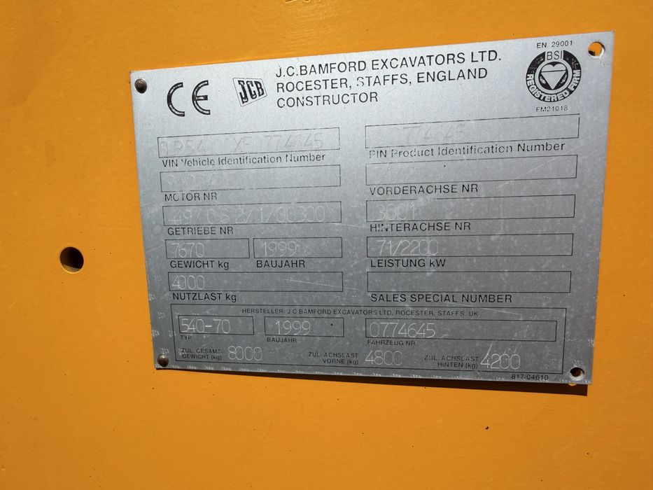 Jcb 540-70 agri 1999r погрущик