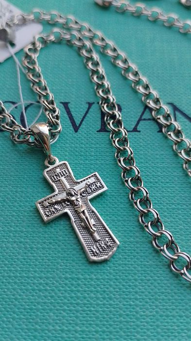 45-50-55-60-65 см 5 мм, крепкая серебряная цепочка бисмарк