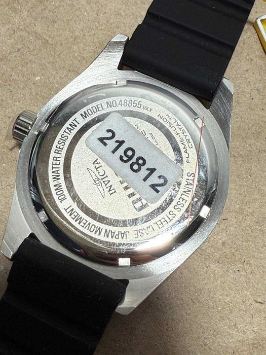 Invicta Nomad Aviator 45mm Silver Dial Black Band Quartz Watch 48855