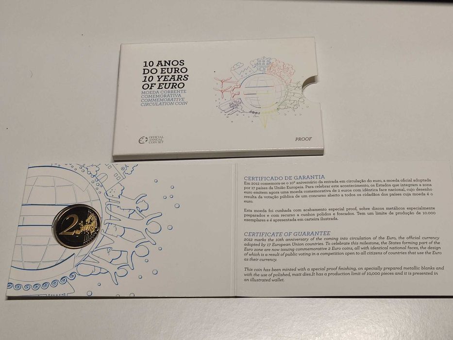 2012 – PROOF 2 Euros € – 10 anos da circ. do Euro - Comemorativa INCM