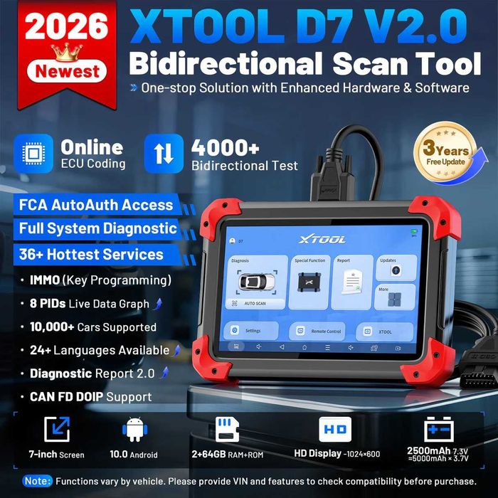 Автосканер XTOOL D7 V2.0 для професійної діагностики авто