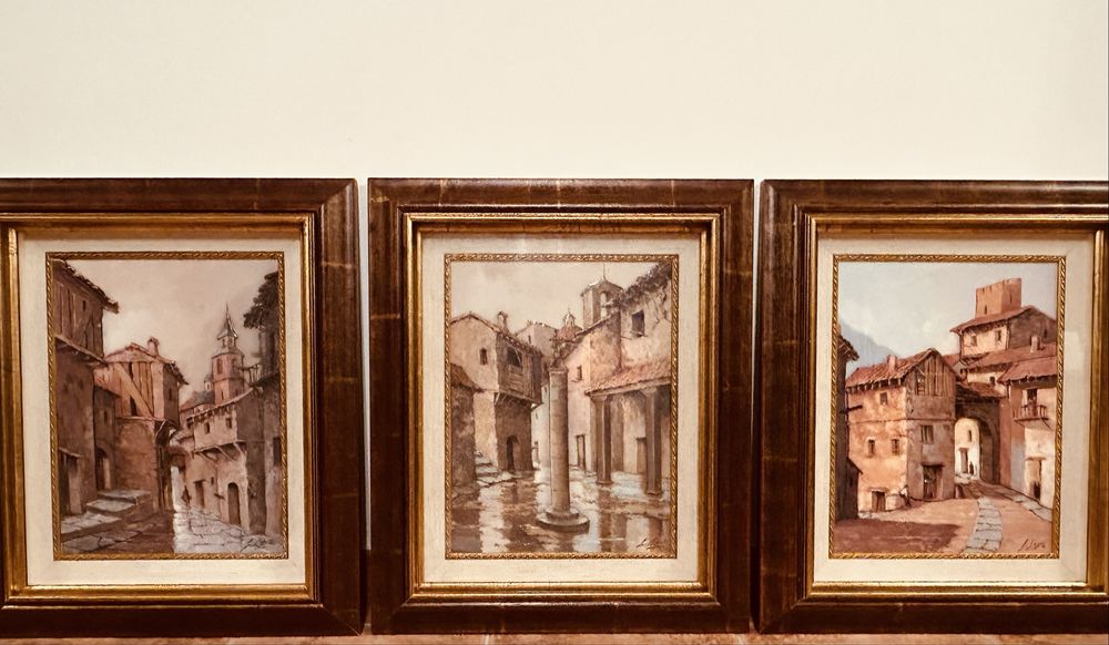 Três quadros feitos com a arte de três dimensões. Medidas 61x51,5