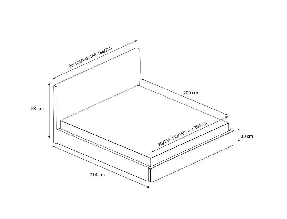 Łóżko tapicerowane CANDY2 z pojemnikiem 90/120/140/160/180/200x200