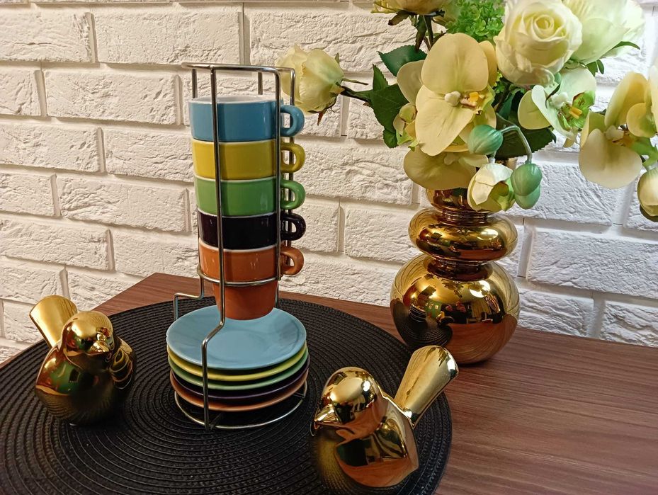 5 filiżanek do espresso + stojak "TOP DESIGN"