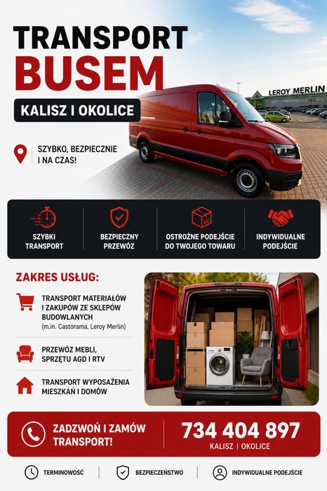 Transport busem 3,5t – cała Polska | Meble, AGD, RTV, towary