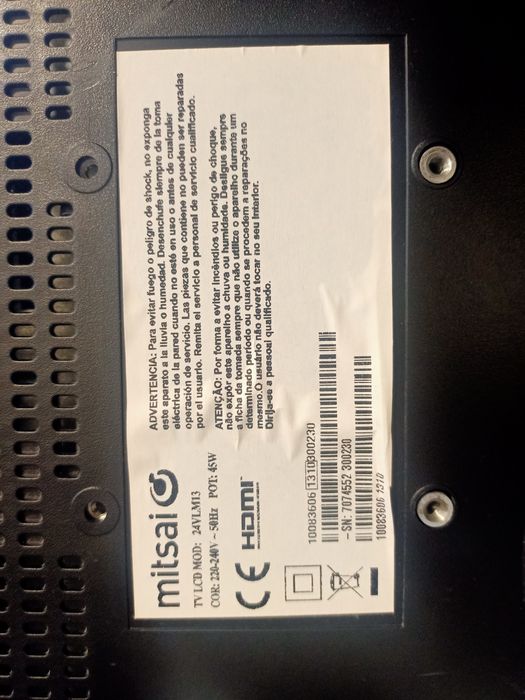 TV Mitsai LCD MOD 24VLM13  Peças