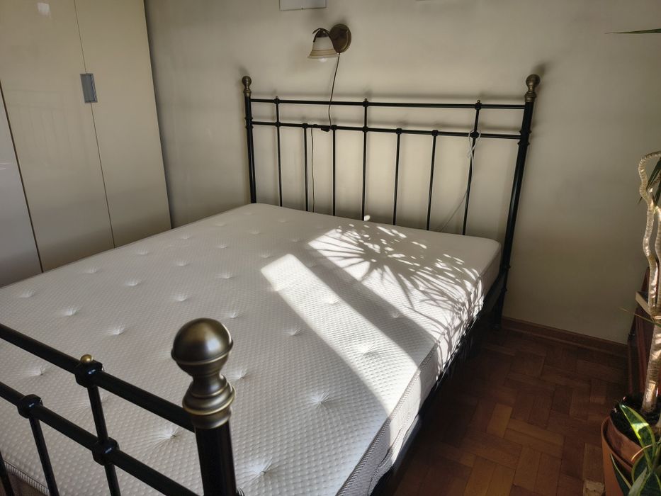Łóżko kompletne metalowe IKEA Svelvik 160x200 + materac Hesseng + inne.
