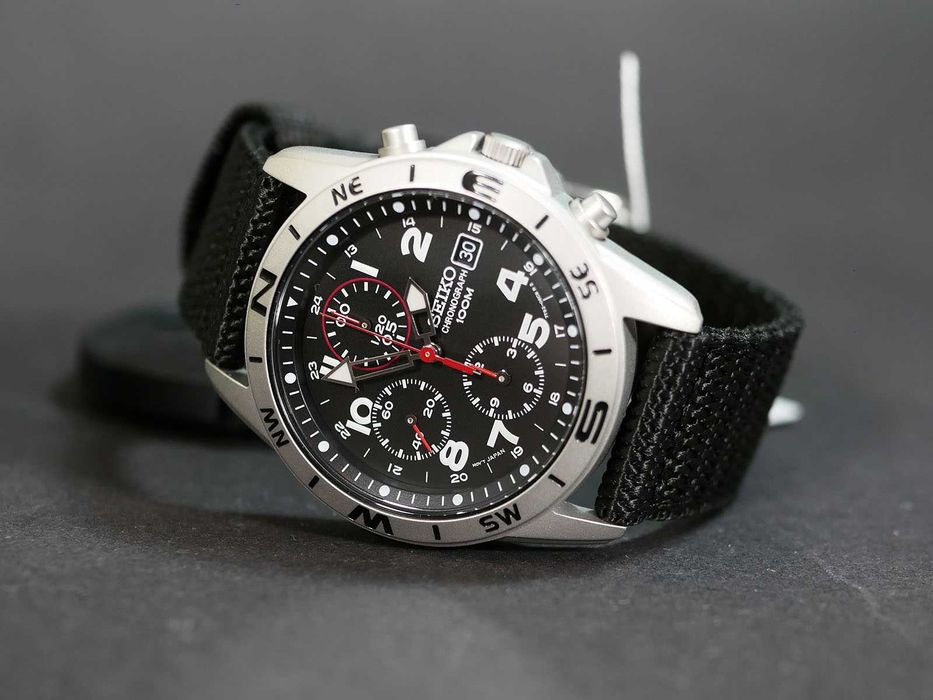Годинник Seiko SND399P Black Nylon з хронографом Ø38мм