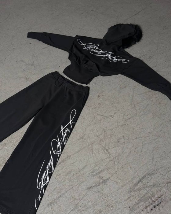 Спортивний костюм y2k, весна/літо, з хутром на капюшоні