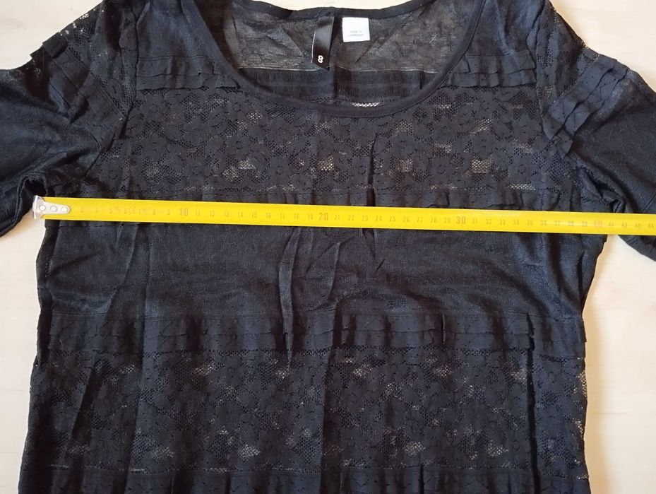 koronkowa bluzka z długim rękaw S h&m gotycka rock transparent ażur