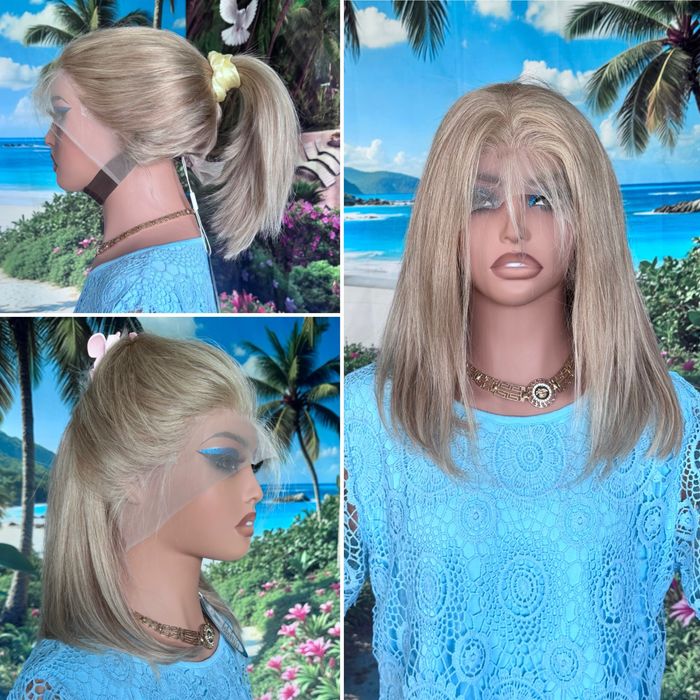 Натуральный парик система кожи славянка детские волосы блонд жемчужный