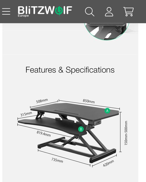 Elevatória para mesa ou secretária da marca Blitzwolf