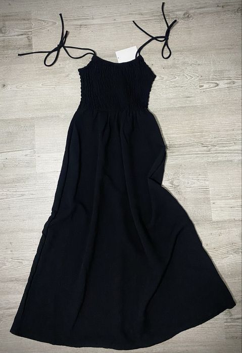 Czarna letnia zwiewna sukienka wiązana na plażę spacer miasto H&M black XXS