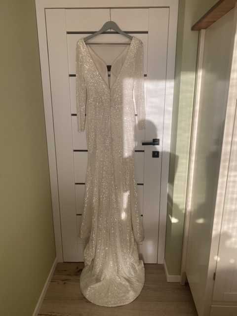 Suknia Ślubna zdobiona cekinami Syrenka 36/38 KATY CORSO