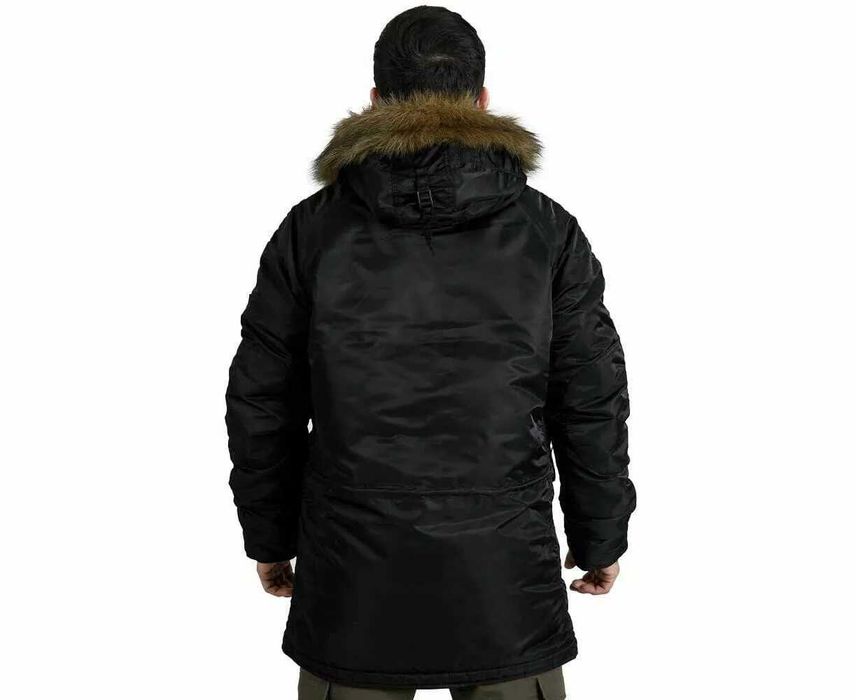 Męska kurtka zimowa Alaska Slim Fit N-3B czarna i oliwkowy